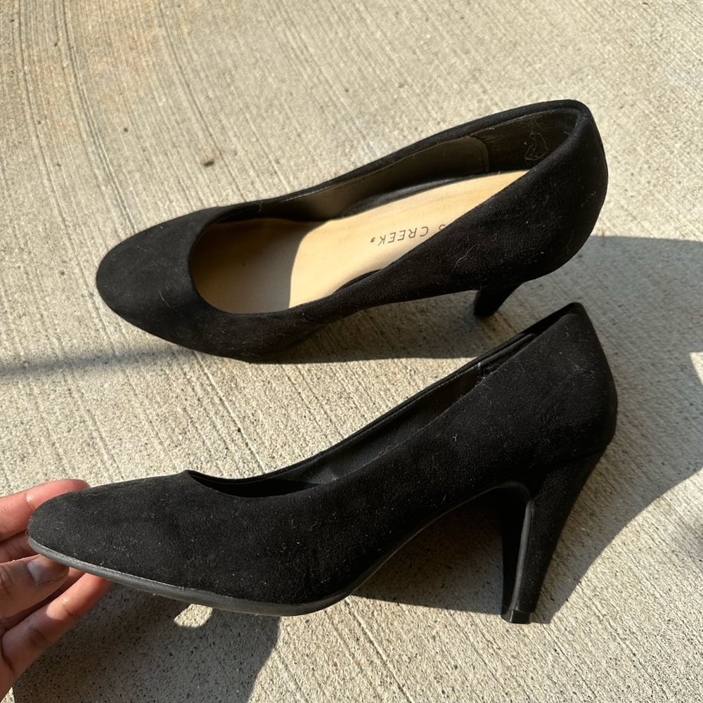 Black suede heels